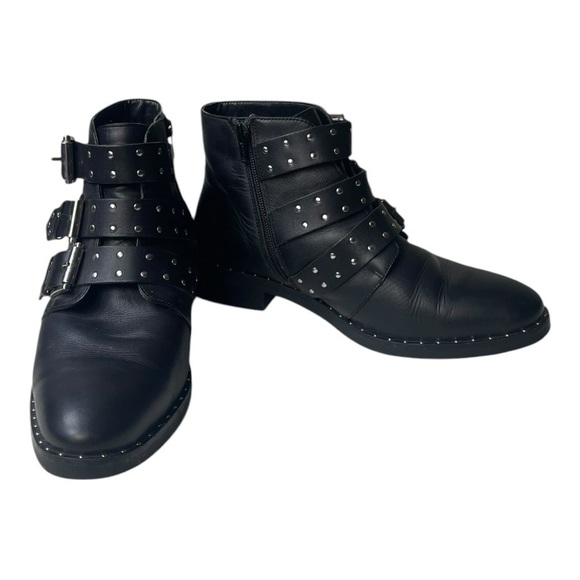 ASOS Women’s Asher Studded Black Leather Buckle Ankle Boots - Picture 4 of 11